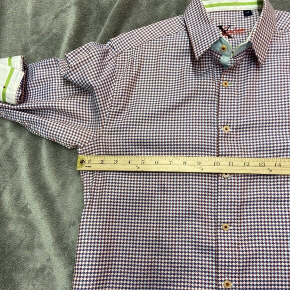 Robert Graham Button Up Shirt Mens Large Flip Cuff Houndstooth Long Sleeve - Picture 14 of 16